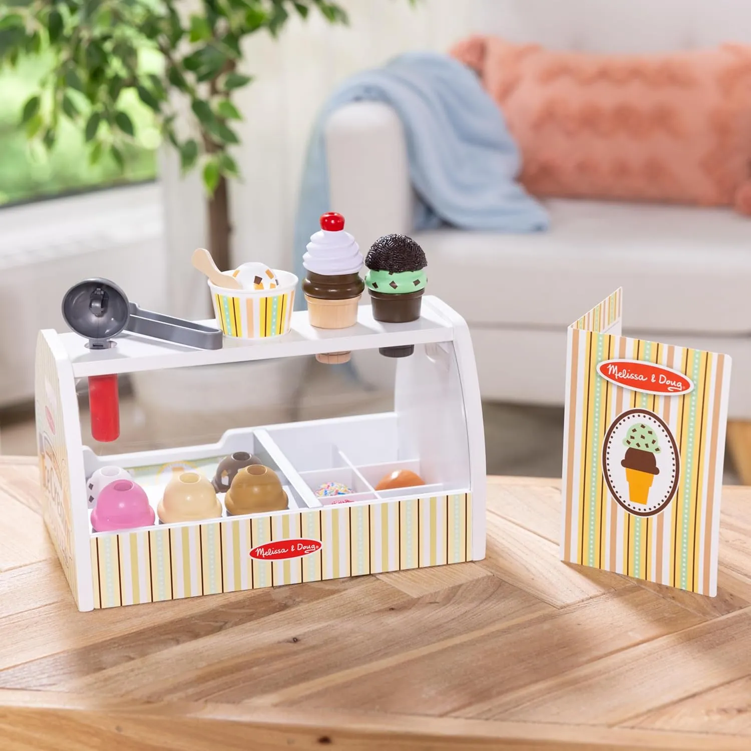 Melissa & Doug Wooden Scoop & Serve Ice Cream Counter
